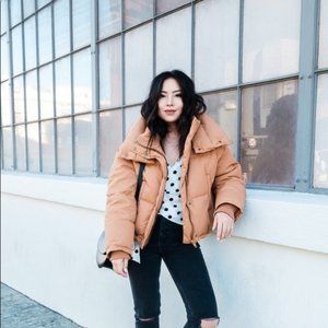 H&M Cropped Camel Puffer Coat